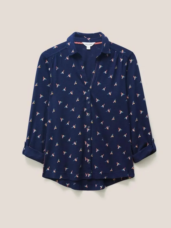 White Stuff SHIRTS and BLOUSES Annie Cotton Jersey Shirt Navy Print 8211 Women White Stuff SHIRTS and BLOUSES Annie Cotton Jersey Shirt Navy Print 8211 Women