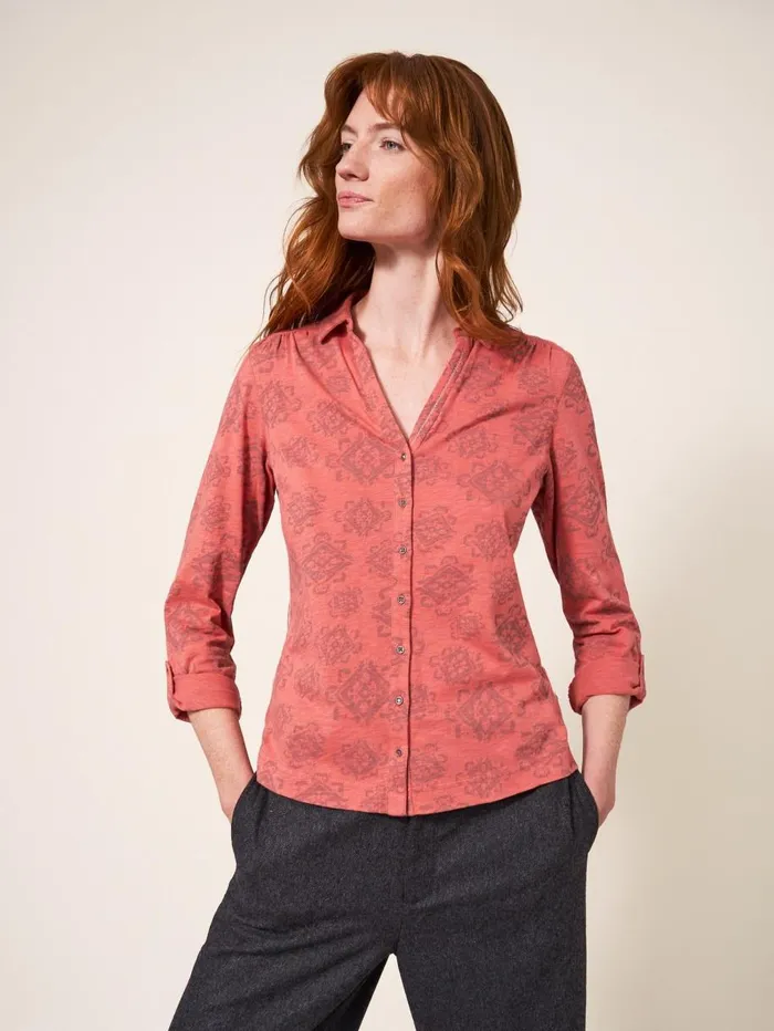 White Stuff SHIRTS and BLOUSES Annie Cotton Jersey Shirt Pink Print 8211 Women White Stuff SHIRTS and BLOUSES Annie Cotton Jersey Shirt Pink Print 8211 Women
