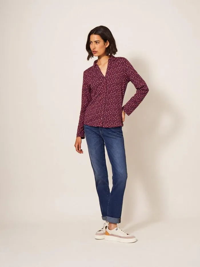 White Stuff SHIRTS and BLOUSES Annie Cotton Jersey Shirt Plum Purple Print 8211 Women White Stuff SHIRTS and BLOUSES Annie Cotton Jersey Shirt Plum Purple Print 8211 Women