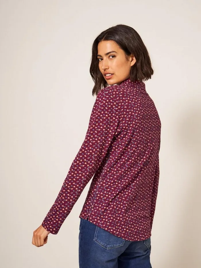 White Stuff SHIRTS and BLOUSES Annie Cotton Jersey Shirt Plum Purple Print 8211 Women White Stuff SHIRTS and BLOUSES Annie Cotton Jersey Shirt Plum Purple Print 8211 Women