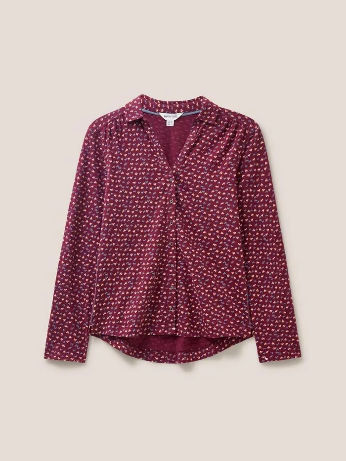 White Stuff SHIRTS and BLOUSES Annie Cotton Jersey Shirt Plum Purple Print 8211 Women White Stuff SHIRTS and BLOUSES Annie Cotton Jersey Shirt Plum Purple Print 8211 Women