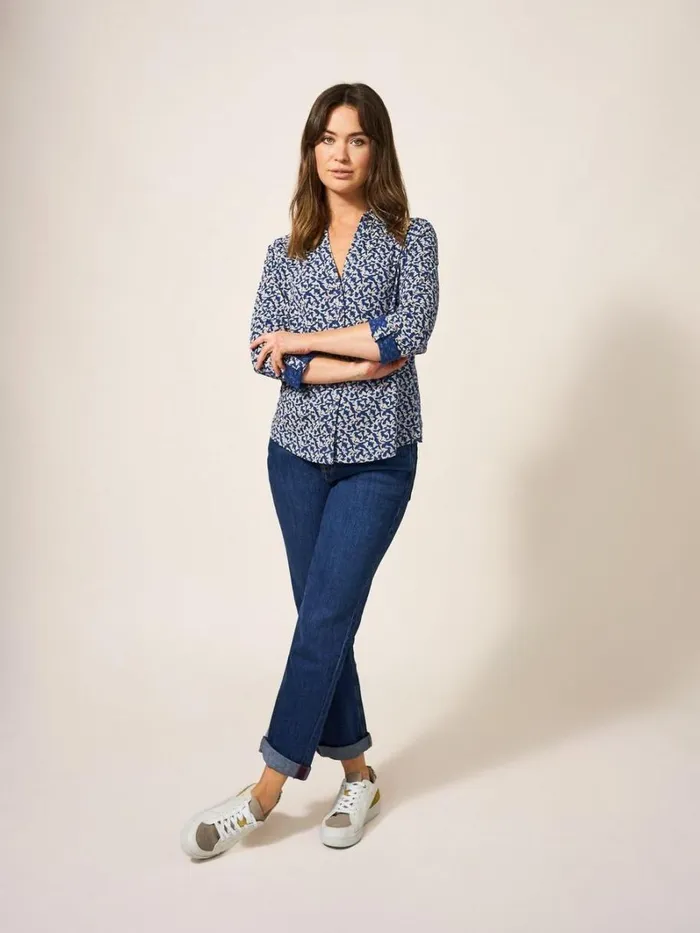 White Stuff SHIRTS and BLOUSES Annie Jersey Printed Shirt Navy Print 8211 Women White Stuff SHIRTS and BLOUSES Annie Jersey Printed Shirt Navy Print 8211 Women