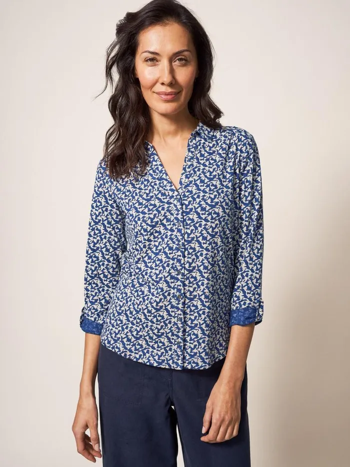 White Stuff SHIRTS and BLOUSES Annie Jersey Printed Shirt Navy Print 8211 Women White Stuff SHIRTS and BLOUSES Annie Jersey Printed Shirt Navy Print 8211 Women