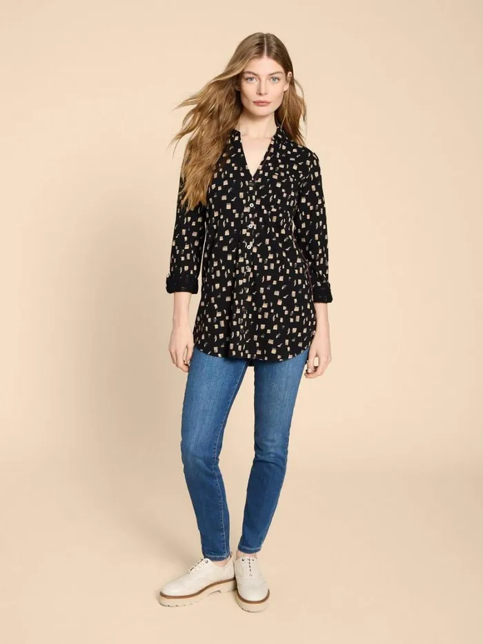 White Stuff SHIRTS and BLOUSES ANNIE LONGLINE LONG SLEEVE SHIRT Black Print 8211 Women White Stuff SHIRTS and BLOUSES ANNIE LONGLINE LONG SLEEVE SHIRT Black Print 8211 Women