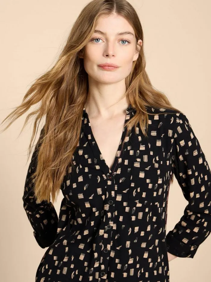 White Stuff SHIRTS and BLOUSES ANNIE LONGLINE LONG SLEEVE SHIRT Black Print 8211 Women White Stuff SHIRTS and BLOUSES ANNIE LONGLINE LONG SLEEVE SHIRT Black Print 8211 Women