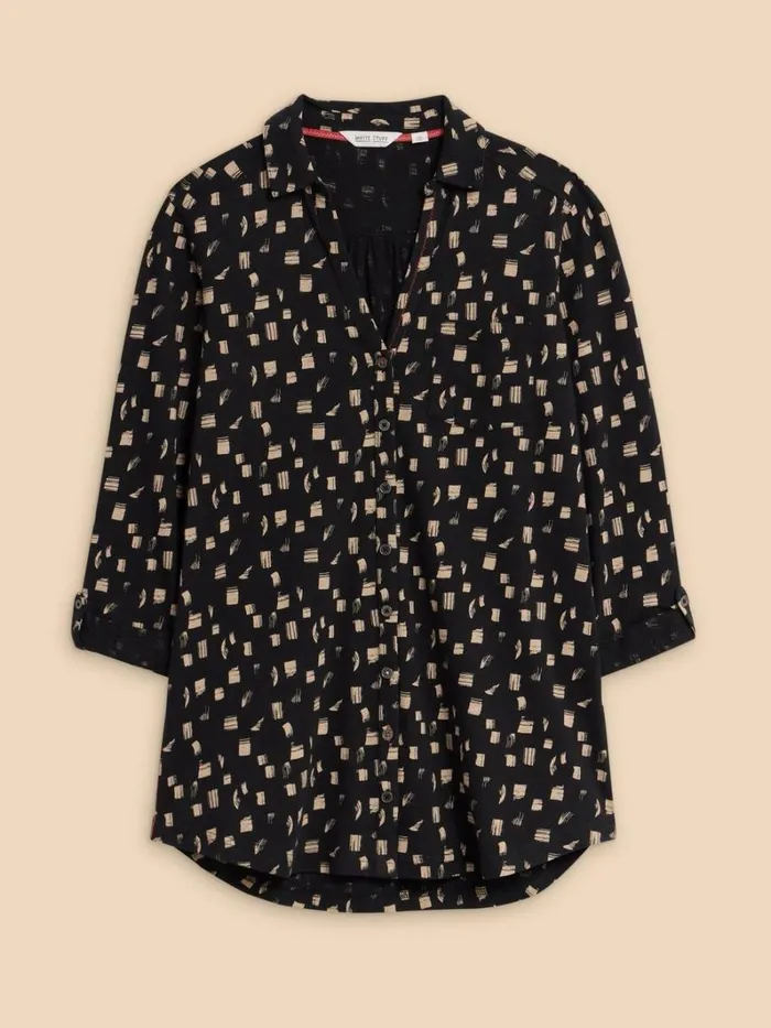 White Stuff SHIRTS and BLOUSES ANNIE LONGLINE LONG SLEEVE SHIRT Black Print 8211 Women White Stuff SHIRTS and BLOUSES ANNIE LONGLINE LONG SLEEVE SHIRT Black Print 8211 Women
