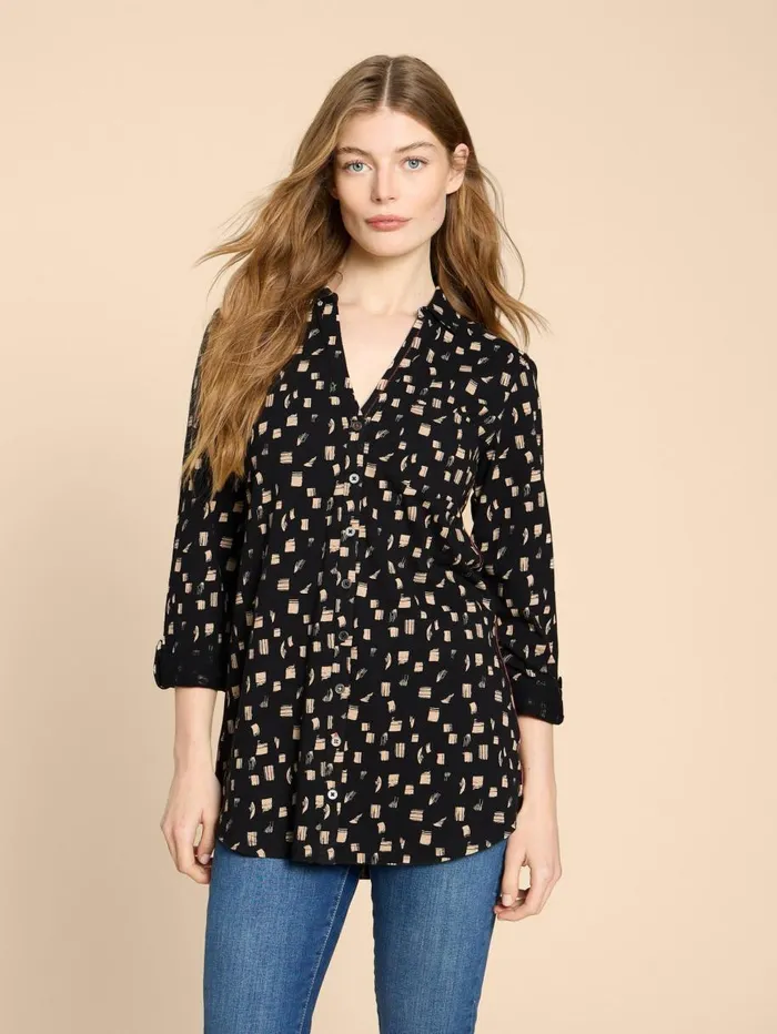 White Stuff SHIRTS and BLOUSES ANNIE LONGLINE LONG SLEEVE SHIRT Black Print 8211 Women White Stuff SHIRTS and BLOUSES ANNIE LONGLINE LONG SLEEVE SHIRT Black Print 8211 Women