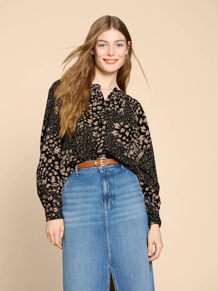 White Stuff SHIRTS and BLOUSES Ari Eco Vero Top Black Print 8211 Women White Stuff SHIRTS and BLOUSES Ari Eco Vero Top Black Print 8211 Women