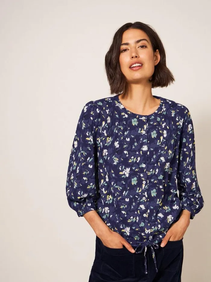 White Stuff SHIRTS and BLOUSES BENNIE TIE HEM SHIRT Navy Print 8211 Women White Stuff SHIRTS and BLOUSES BENNIE TIE HEM SHIRT Navy Print 8211 Women