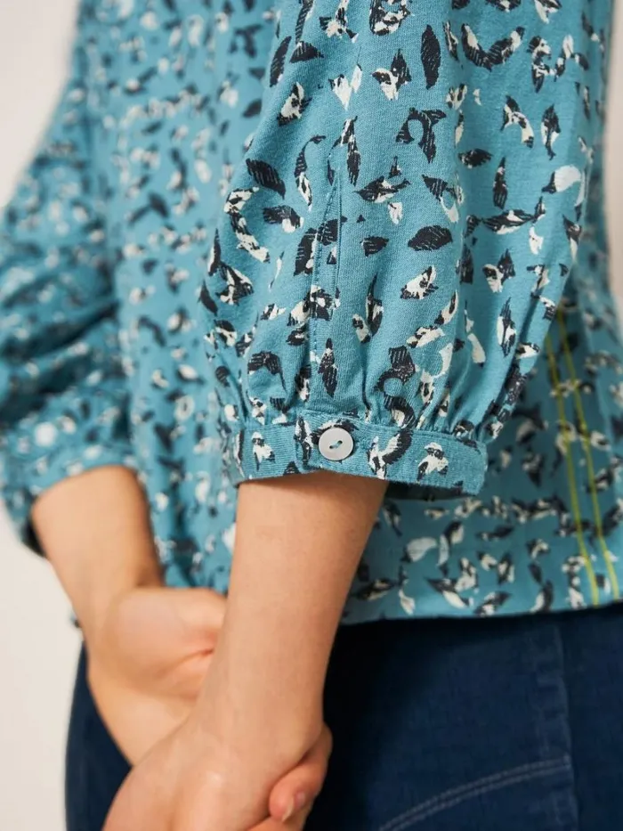 White Stuff SHIRTS and BLOUSES BENNIE TIE HEM SHIRT Teal Print 8211 Women