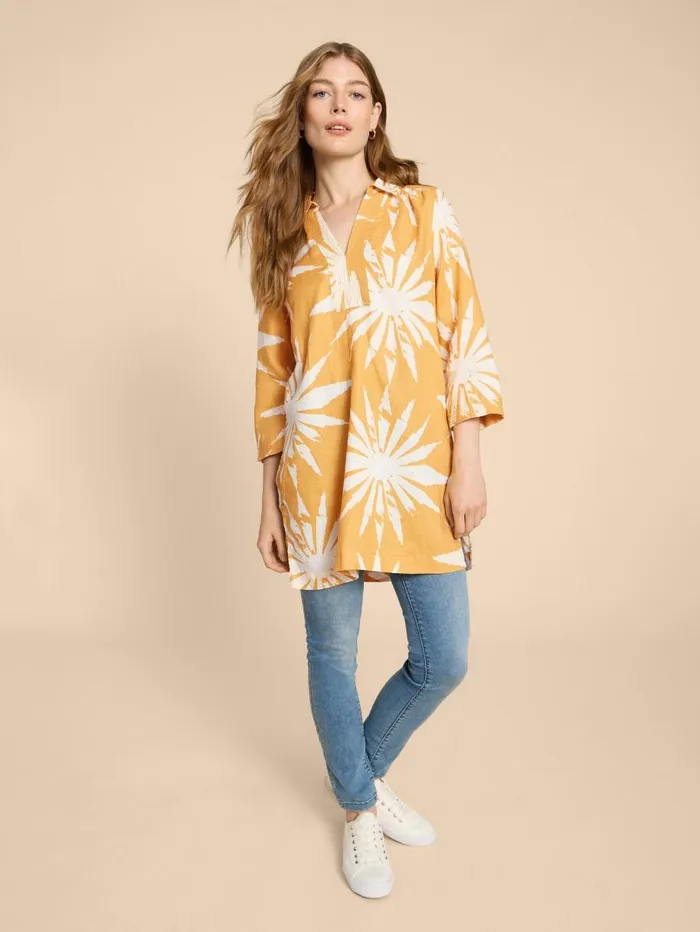 White Stuff SHIRTS and BLOUSES Blaire Linen Tunic Chartreuse Print 8211 Women White Stuff SHIRTS and BLOUSES Blaire Linen Tunic Chartreuse Print 8211 Women