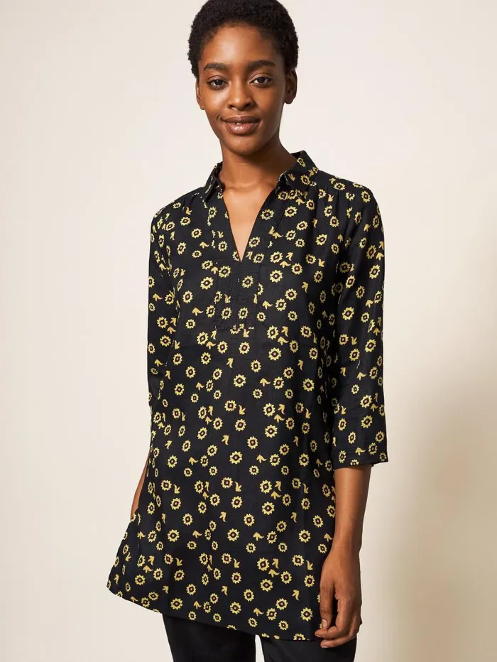 White Stuff SHIRTS and BLOUSES Blaire Tunic Linen Black Multi 8211 Women White Stuff SHIRTS and BLOUSES Blaire Tunic Linen Black Multi 8211 Women