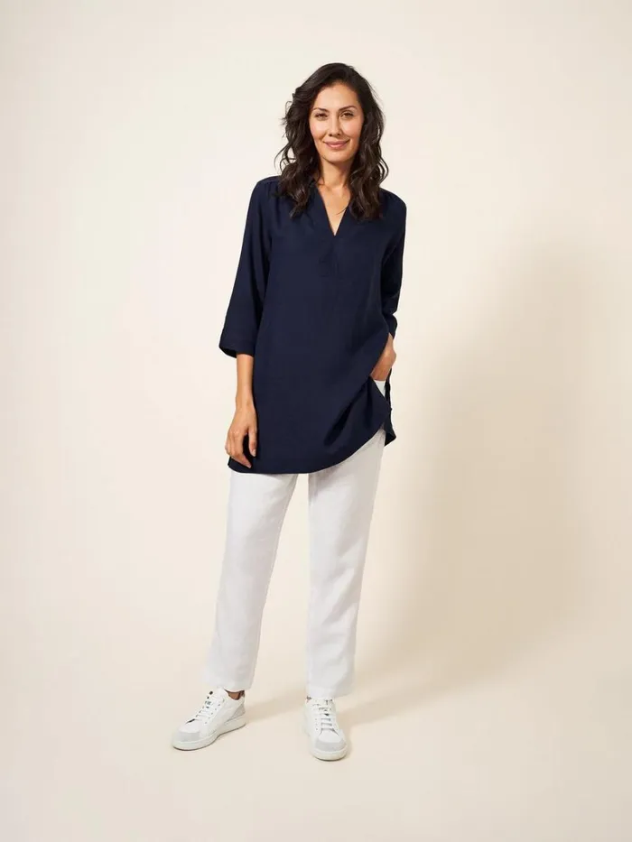White Stuff SHIRTS and BLOUSES Blaire Tunic Linen Dark Navy 8211 Women