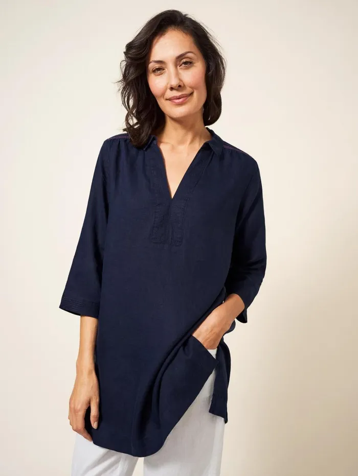 White Stuff SHIRTS and BLOUSES Blaire Tunic Linen Dark Navy 8211 Women White Stuff SHIRTS and BLOUSES Blaire Tunic Linen Dark Navy 8211 Women