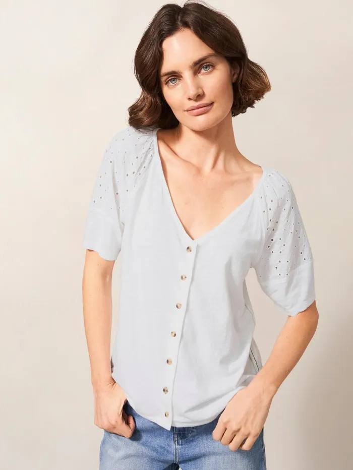 White Stuff SHIRTS and BLOUSES BRODERIE MIX TWO WAY TOP Brilliant White 8211 Women White Stuff SHIRTS and BLOUSES BRODERIE MIX TWO WAY TOP Brilliant White 8211 Women