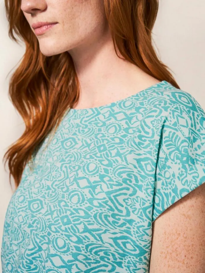 White Stuff SHIRTS and BLOUSES CARRIE CREW NECK TUNIC Teal Print 8211 Women White Stuff SHIRTS and BLOUSES CARRIE CREW NECK TUNIC Teal Print 8211 Women
