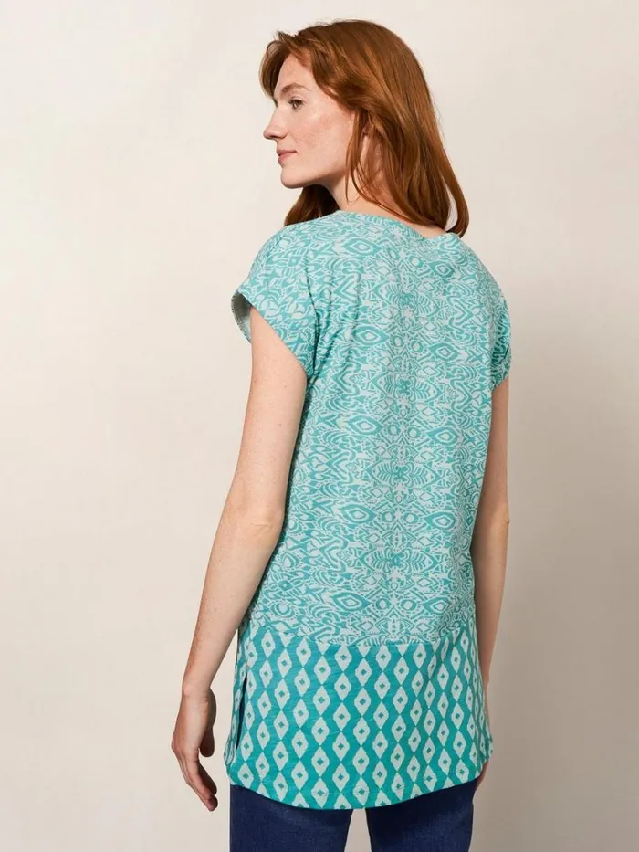 White Stuff SHIRTS and BLOUSES CARRIE CREW NECK TUNIC Teal Print 8211 Women White Stuff SHIRTS and BLOUSES CARRIE CREW NECK TUNIC Teal Print 8211 Women