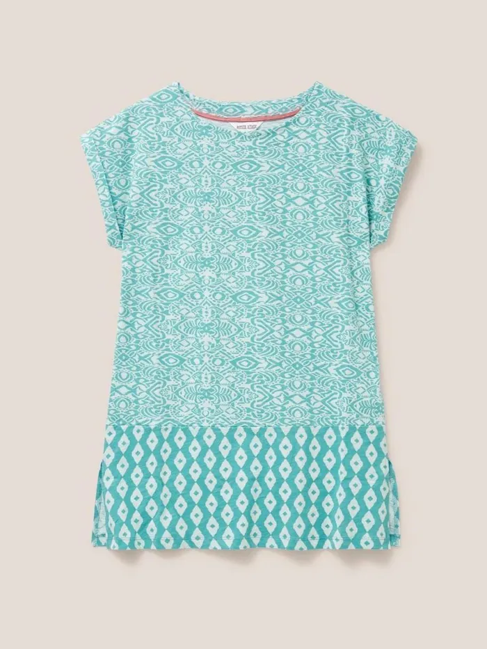 White Stuff SHIRTS and BLOUSES CARRIE CREW NECK TUNIC Teal Print 8211 Women White Stuff SHIRTS and BLOUSES CARRIE CREW NECK TUNIC Teal Print 8211 Women