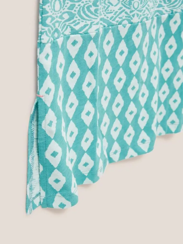 White Stuff SHIRTS and BLOUSES CARRIE CREW NECK TUNIC Teal Print 8211 Women White Stuff SHIRTS and BLOUSES CARRIE CREW NECK TUNIC Teal Print 8211 Women
