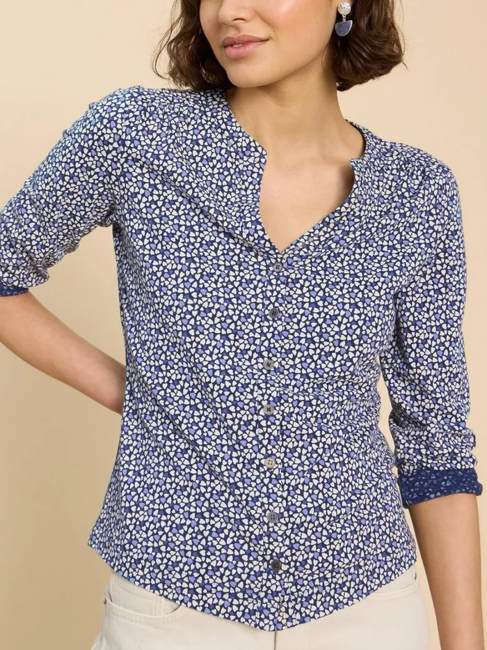 White Stuff SHIRTS and BLOUSES CONNIE COLLARLESS SHIRT Blue Multi 8211 Women White Stuff SHIRTS and BLOUSES CONNIE COLLARLESS SHIRT Blue Multi 8211 Women