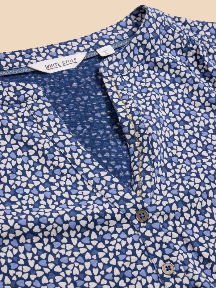 White Stuff SHIRTS and BLOUSES CONNIE COLLARLESS SHIRT Blue Multi 8211 Women White Stuff SHIRTS and BLOUSES CONNIE COLLARLESS SHIRT Blue Multi 8211 Women