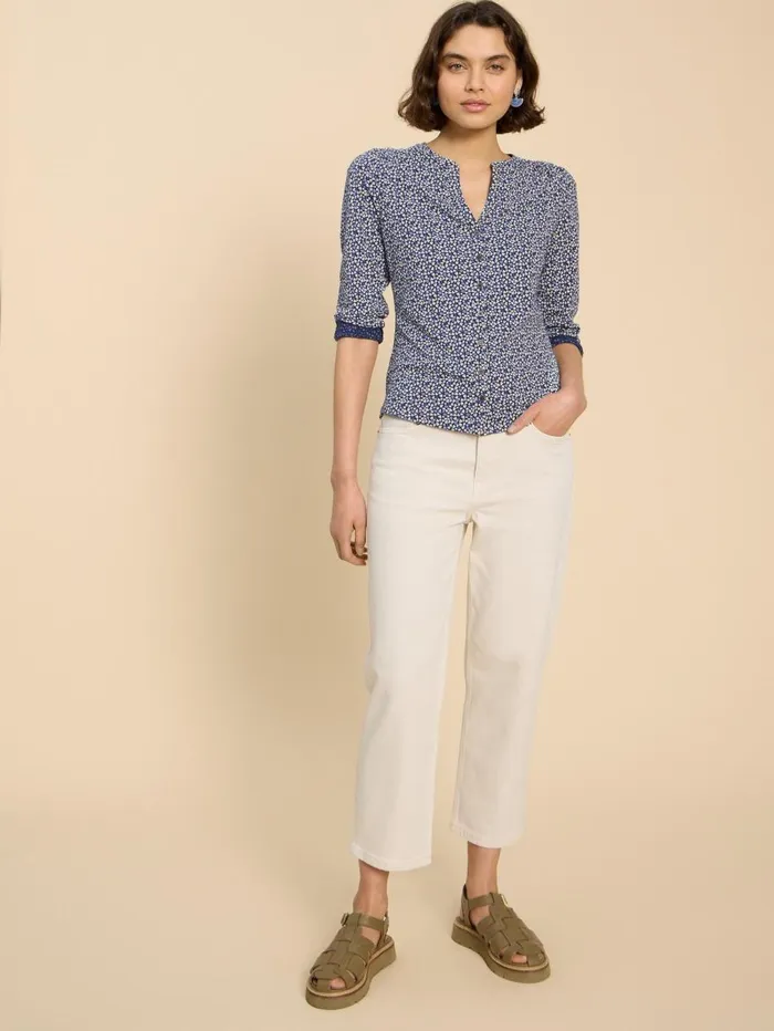 White Stuff SHIRTS and BLOUSES CONNIE COLLARLESS SHIRT Blue Multi 8211 Women White Stuff SHIRTS and BLOUSES CONNIE COLLARLESS SHIRT Blue Multi 8211 Women