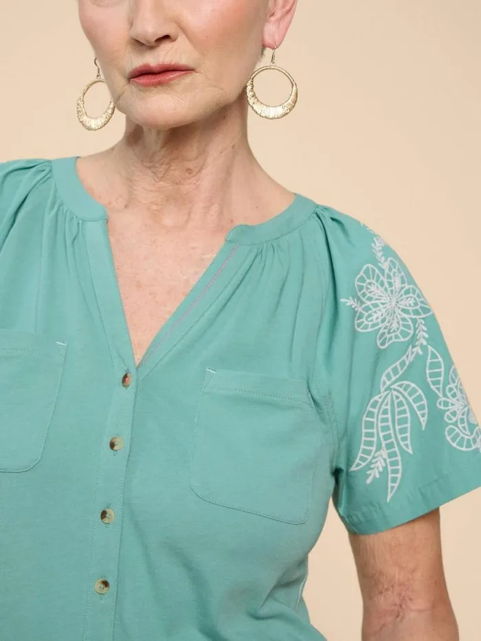 White Stuff SHIRTS and BLOUSES DAISY RAGLAN SHIRT Mid Teal 8211 Women White Stuff SHIRTS and BLOUSES DAISY RAGLAN SHIRT Mid Teal 8211 Women