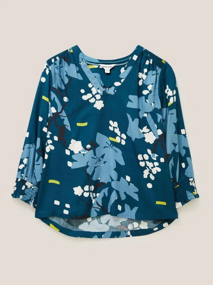 White Stuff SHIRTS and BLOUSES Elisa Eco Vero V Neck Top Teal Multi 8211 Women White Stuff SHIRTS and BLOUSES Elisa Eco Vero V Neck Top Teal Multi 8211 Women