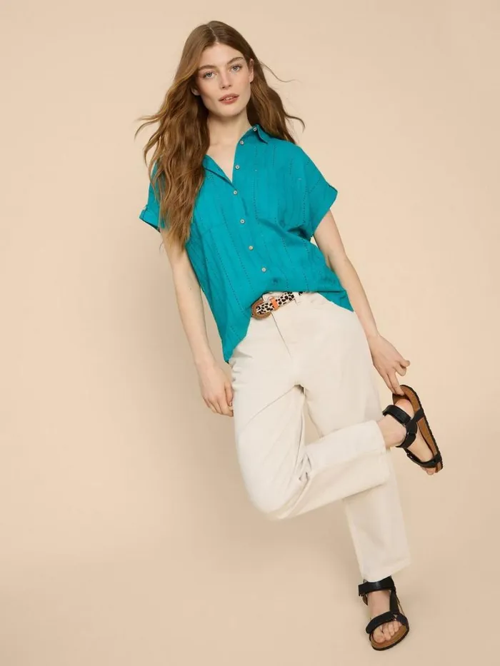 White Stuff SHIRTS and BLOUSES Ellie Cotton Broderie Shirt Bright Teal 8211 Women White Stuff SHIRTS and BLOUSES Ellie Cotton Broderie Shirt Bright Teal 8211 Women