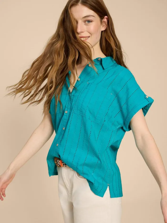 White Stuff SHIRTS and BLOUSES Ellie Cotton Broderie Shirt Bright Teal 8211 Women White Stuff SHIRTS and BLOUSES Ellie Cotton Broderie Shirt Bright Teal 8211 Women