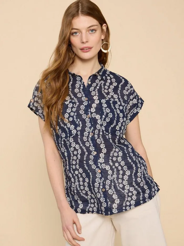 White Stuff SHIRTS and BLOUSES Ellie Organic Cotton Shirt Navy Print 8211 Women White Stuff SHIRTS and BLOUSES Ellie Organic Cotton Shirt Navy Print 8211 Women