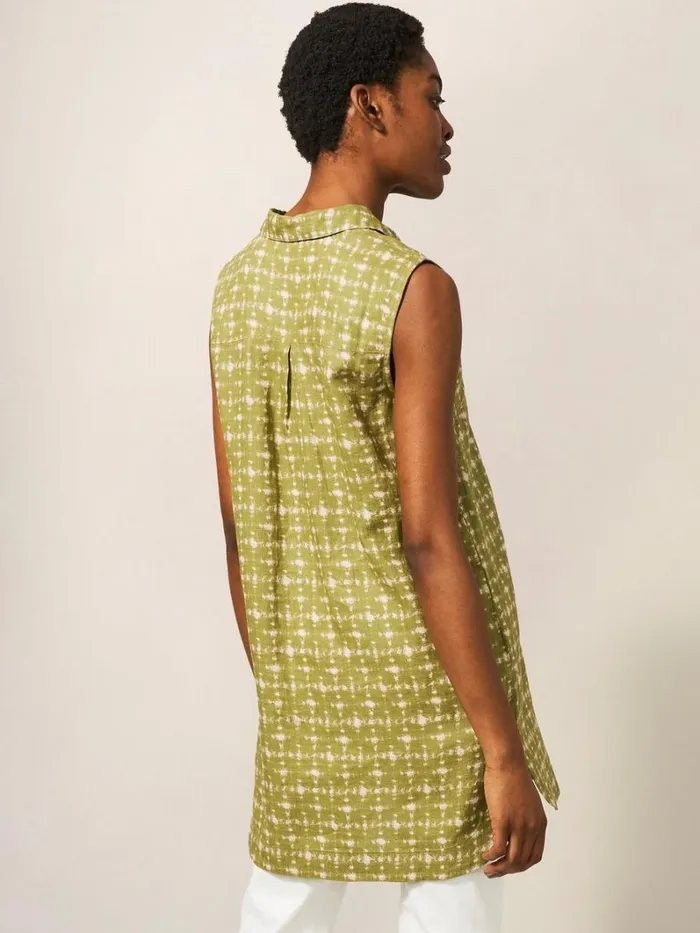 White Stuff SHIRTS and BLOUSES Elsie Sleeveless Linen Tunic Green Multi 8211 Women White Stuff SHIRTS and BLOUSES Elsie Sleeveless Linen Tunic Green Multi 8211 Women
