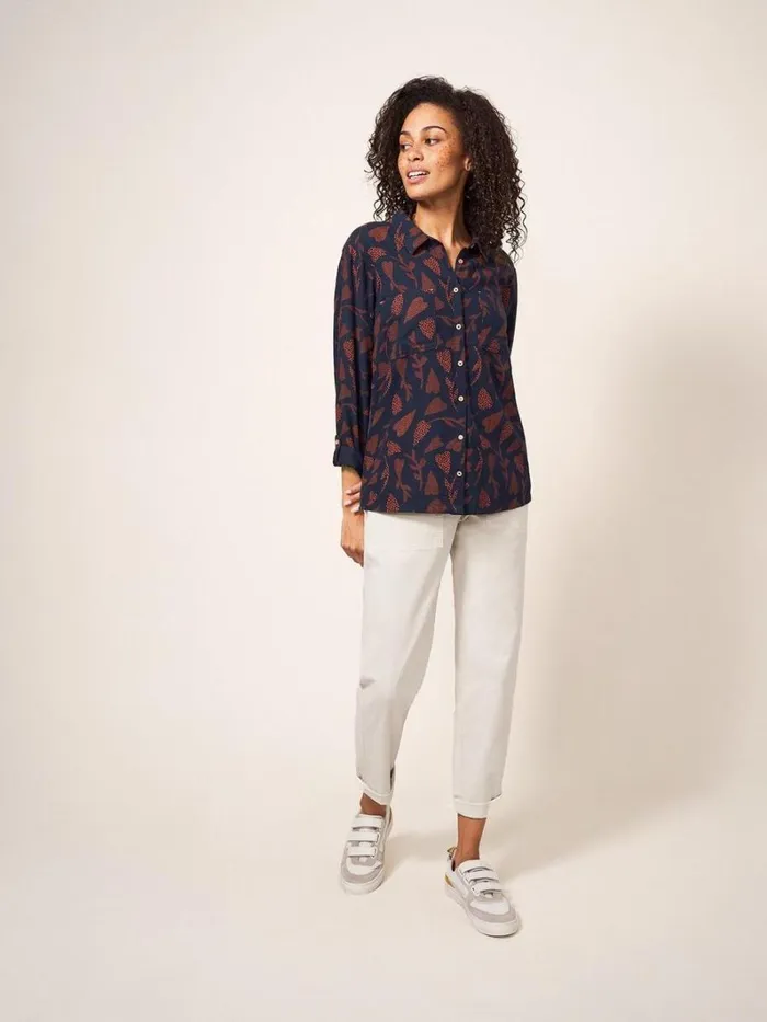 White Stuff SHIRTS and BLOUSES Emilia Organic Cotton Classic Fit Shirt Navy Print 8211 Women White Stuff SHIRTS and BLOUSES Emilia Organic Cotton Classic Fit Shirt Navy Print 8211 Women