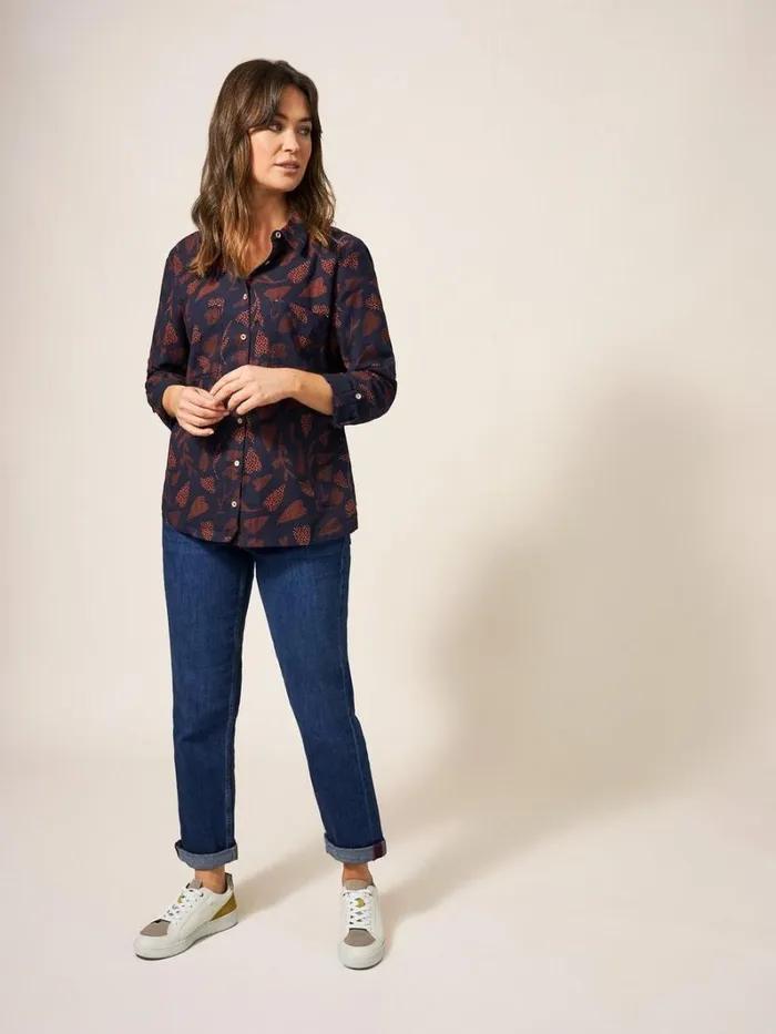 White Stuff SHIRTS and BLOUSES Emilia Organic Cotton Classic Fit Shirt Navy Print 8211 Women White Stuff SHIRTS and BLOUSES Emilia Organic Cotton Classic Fit Shirt Navy Print 8211 Women