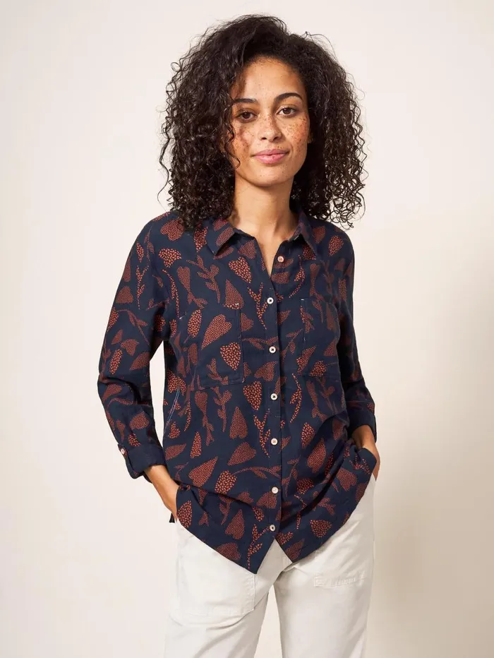 White Stuff SHIRTS and BLOUSES Emilia Organic Cotton Classic Fit Shirt Navy Print 8211 Women White Stuff SHIRTS and BLOUSES Emilia Organic Cotton Classic Fit Shirt Navy Print 8211 Women