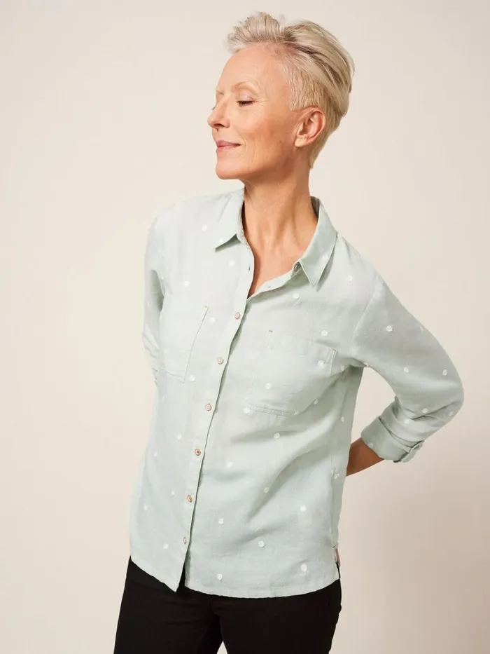 White Stuff SHIRTS and BLOUSES Emilia Organic Cotton Long Sleeve Shirt Green Multi 8211 Women White Stuff SHIRTS and BLOUSES Emilia Organic Cotton Long Sleeve Shirt Green Multi 8211 Women