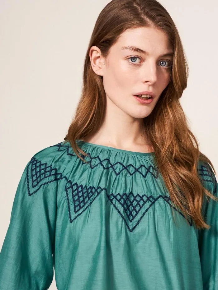 White Stuff SHIRTS and BLOUSES Esme Cotton Silk Top Green Multi 8211 Women White Stuff SHIRTS and BLOUSES Esme Cotton Silk Top Green Multi 8211 Women
