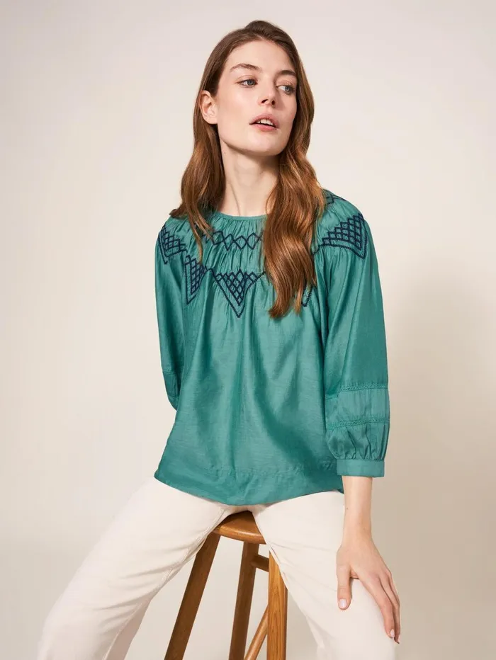 White Stuff SHIRTS and BLOUSES Esme Cotton Silk Top Green Multi 8211 Women White Stuff SHIRTS and BLOUSES Esme Cotton Silk Top Green Multi 8211 Women