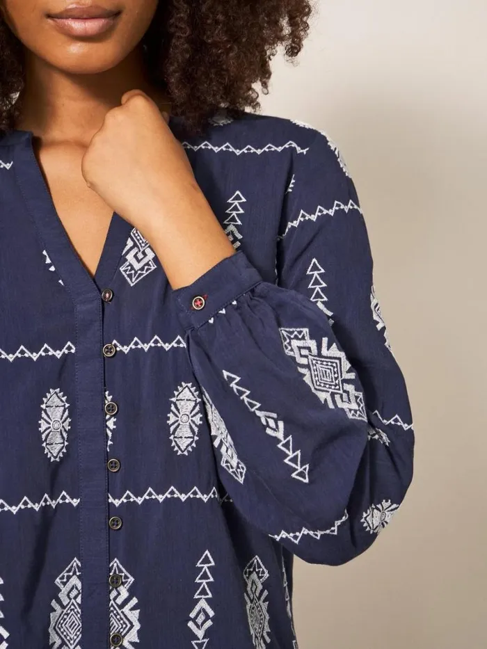 White Stuff SHIRTS and BLOUSES Kate Embroidered Casual Shirt Grey Multi 8211 Women White Stuff SHIRTS and BLOUSES Kate Embroidered Casual Shirt Grey Multi 8211 Women