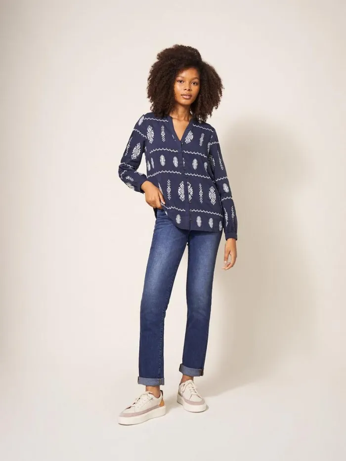 White Stuff SHIRTS and BLOUSES Kate Embroidered Casual Shirt Grey Multi 8211 Women White Stuff SHIRTS and BLOUSES Kate Embroidered Casual Shirt Grey Multi 8211 Women