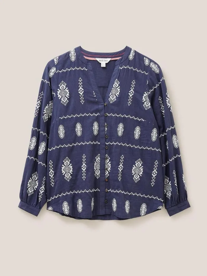 White Stuff SHIRTS and BLOUSES Kate Embroidered Casual Shirt Grey Multi 8211 Women White Stuff SHIRTS and BLOUSES Kate Embroidered Casual Shirt Grey Multi 8211 Women