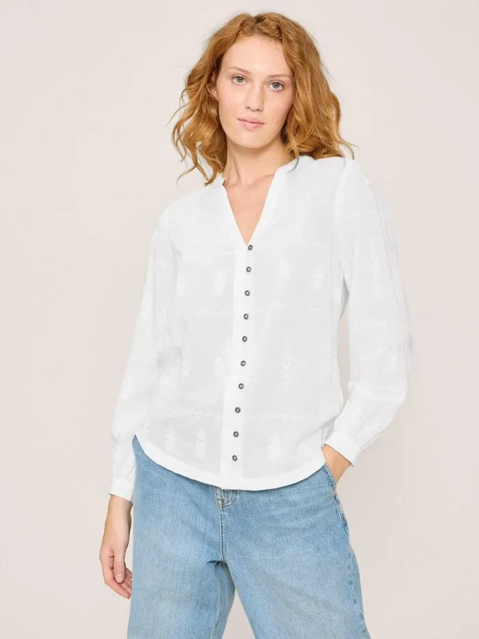 White Stuff SHIRTS and BLOUSES Kate Embroidered Casual Shirt Ivory Multi 8211 Women White Stuff SHIRTS and BLOUSES Kate Embroidered Casual Shirt Ivory Multi 8211 Women
