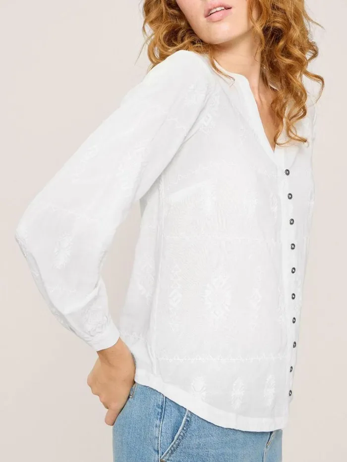 White Stuff SHIRTS and BLOUSES Kate Embroidered Casual Shirt Ivory Multi 8211 Women White Stuff SHIRTS and BLOUSES Kate Embroidered Casual Shirt Ivory Multi 8211 Women