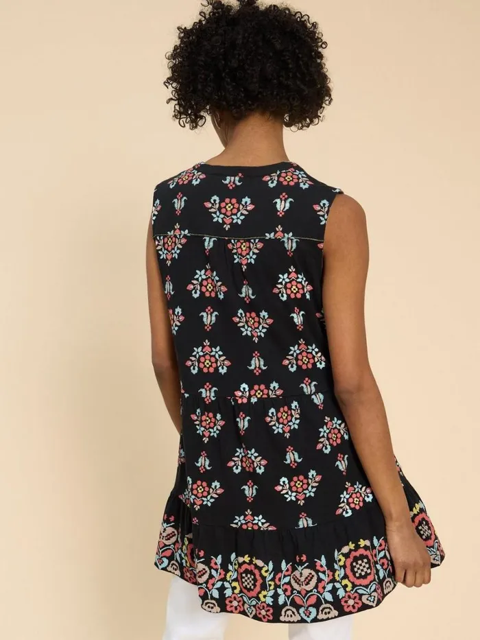 White Stuff SHIRTS and BLOUSES MACIE SLEEVELESS TUNIC Black Print 8211 Women White Stuff SHIRTS and BLOUSES MACIE SLEEVELESS TUNIC Black Print 8211 Women