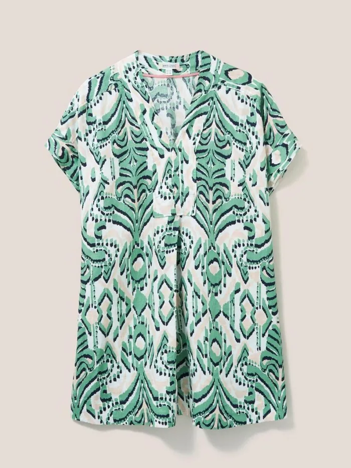 White Stuff SHIRTS and BLOUSES Marianne Linen Tunic Top Green Multi 8211 Women White Stuff SHIRTS and BLOUSES Marianne Linen Tunic Top Green Multi 8211 Women