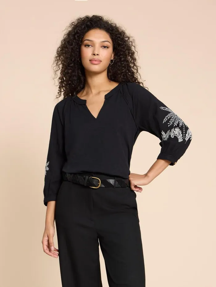 White Stuff SHIRTS and BLOUSES MILLIE MIX EMBROIDERED TOP Black Multi 8211 Women White Stuff SHIRTS and BLOUSES MILLIE MIX EMBROIDERED TOP Black Multi 8211 Women