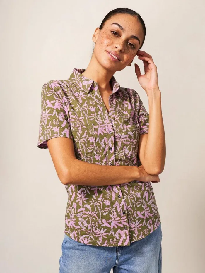White Stuff SHIRTS and BLOUSES Penny Pocket Cotton Jersey Shirt Green Multi 8211 Women White Stuff SHIRTS and BLOUSES Penny Pocket Cotton Jersey Shirt Green Multi 8211 Women
