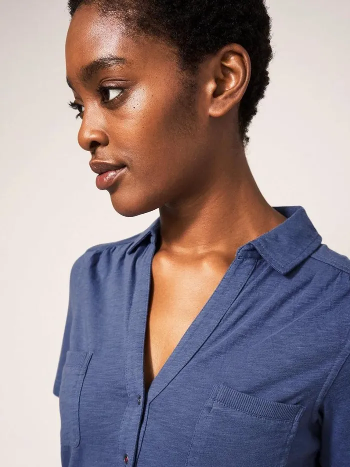 White Stuff SHIRTS and BLOUSES Penny Pocket Jersey Shirt Mid Blue 8211 Women White Stuff SHIRTS and BLOUSES Penny Pocket Jersey Shirt Mid Blue 8211 Women