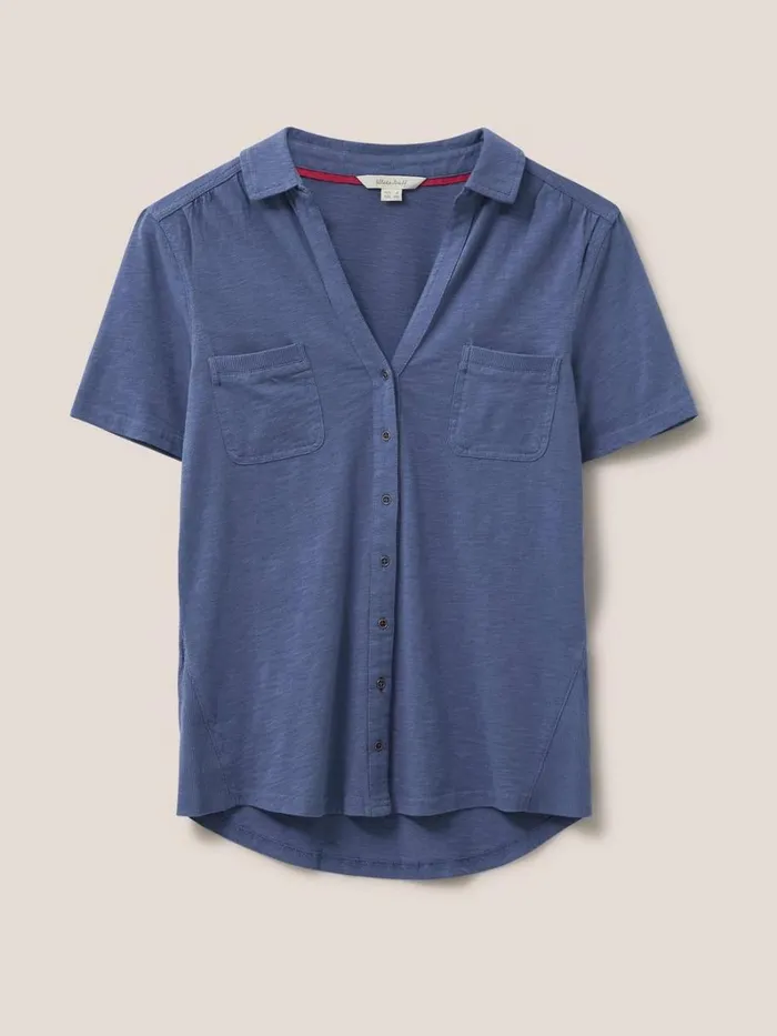 White Stuff SHIRTS and BLOUSES Penny Pocket Jersey Shirt Mid Blue 8211 Women White Stuff SHIRTS and BLOUSES Penny Pocket Jersey Shirt Mid Blue 8211 Women