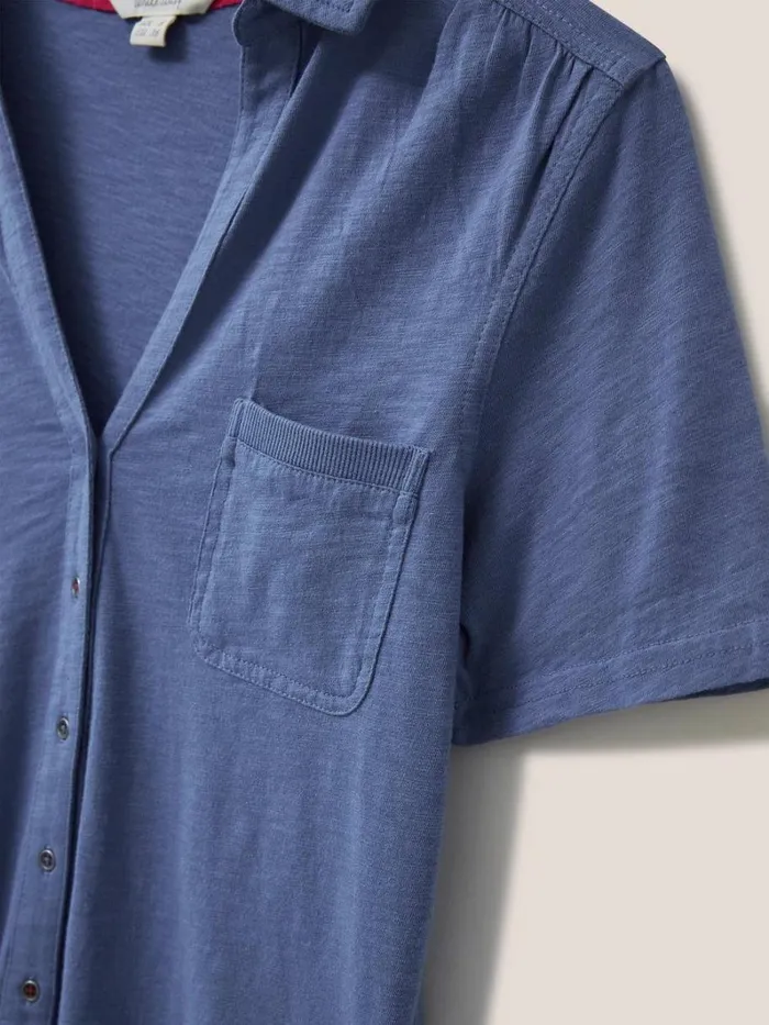 White Stuff SHIRTS and BLOUSES Penny Pocket Jersey Shirt Mid Blue 8211 Women White Stuff SHIRTS and BLOUSES Penny Pocket Jersey Shirt Mid Blue 8211 Women